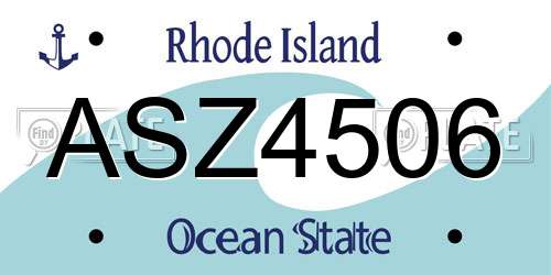 ASZ4506 Rhode Island License Plate