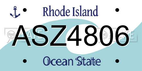 ASZ4806 Rhode Island License Plate