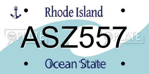 ASZ557 Rhode Island License Plate