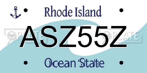 ASZ55Z Rhode Island License Plate