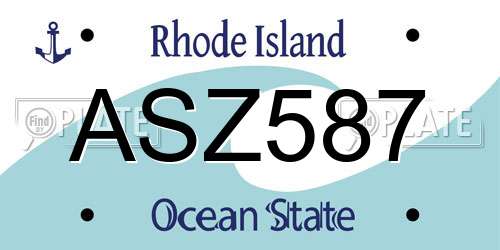 ASZ587 Rhode Island License Plate