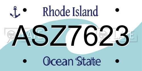 ASZ7623 Rhode Island License Plate