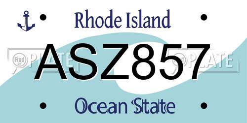 ASZ857 Rhode Island License Plate