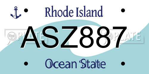 ASZ887 Rhode Island License Plate