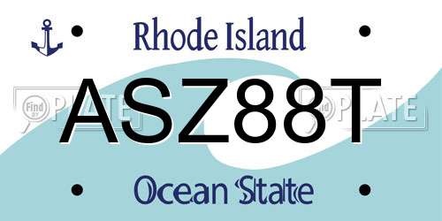 ASZ88T Rhode Island License Plate
