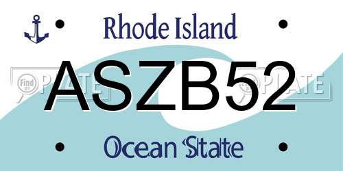 ASZB52 Rhode Island License Plate