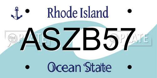 ASZB57 Rhode Island License Plate