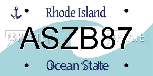 ASZB87 Rhode Island License Plate