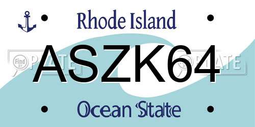 ASZK64 Rhode Island License Plate