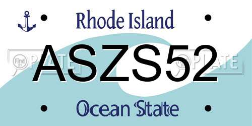 ASZS52 Rhode Island License Plate