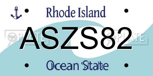 ASZS82 Rhode Island License Plate