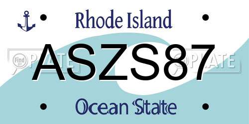 ASZS87 Rhode Island License Plate