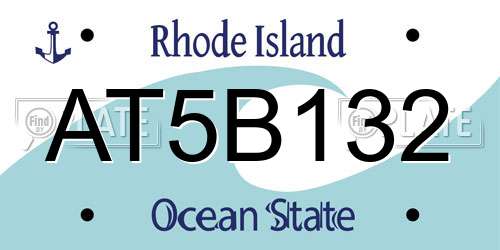 AT5B132 Rhode Island License Plate
