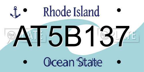 AT5B137 Rhode Island License Plate