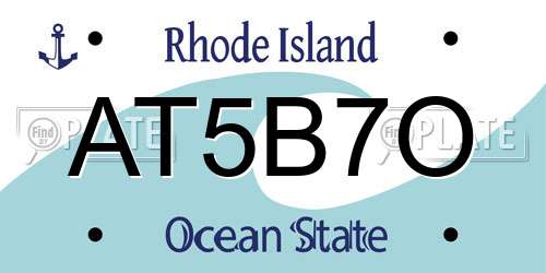AT5B7O Rhode Island License Plate