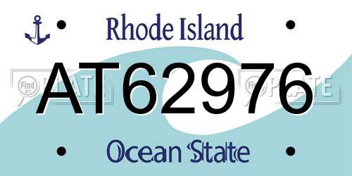 AT62976 Rhode Island License Plate