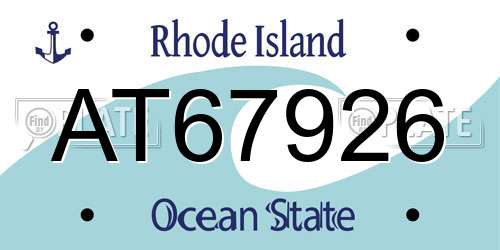AT67926 Rhode Island License Plate