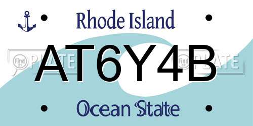 AT6Y4B Rhode Island License Plate