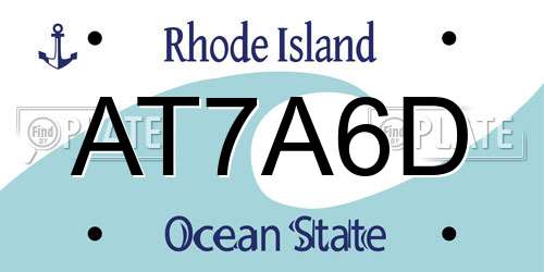 AT7A6D Rhode Island License Plate
