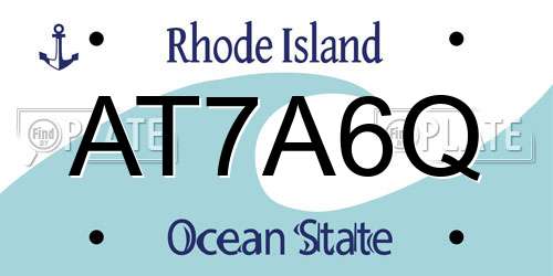 AT7A6Q Rhode Island License Plate