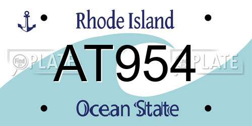 AT954 Rhode Island License Plate
