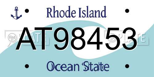 AT98453 Rhode Island License Plate