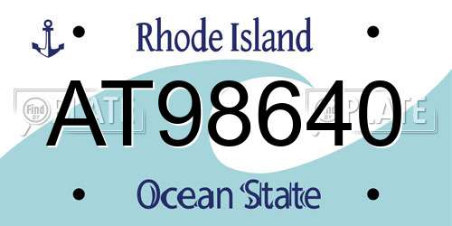 AT98640 Rhode Island License Plate