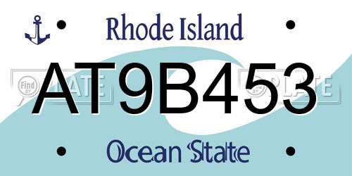 AT9B453 Rhode Island License Plate