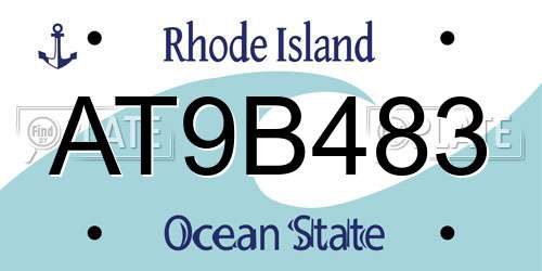AT9B483 Rhode Island License Plate