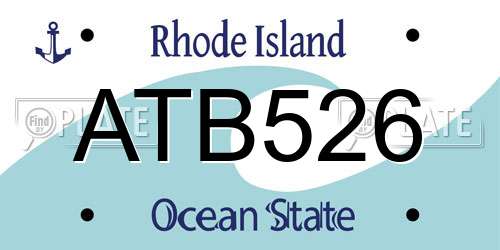 ATB526 Rhode Island License Plate