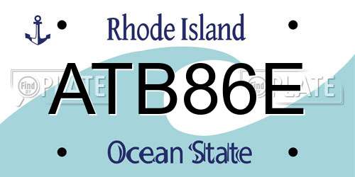 ATB86E Rhode Island License Plate