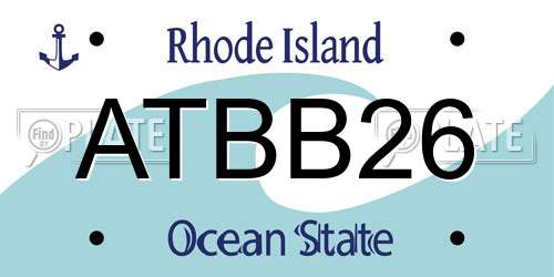 ATBB26 Rhode Island License Plate