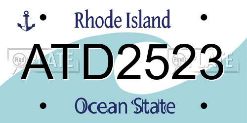 ATD2523 Rhode Island License Plate