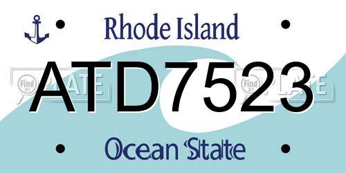ATD7523 Rhode Island License Plate