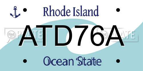 ATD76A Rhode Island License Plate