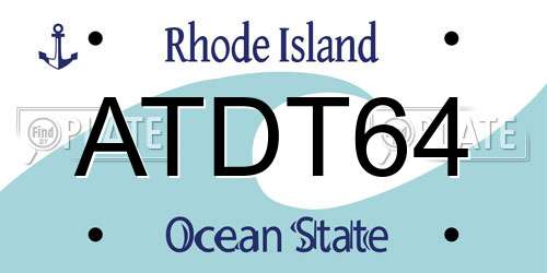 ATDT64 Rhode Island License Plate