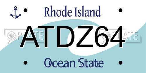 ATDZ64 Rhode Island License Plate