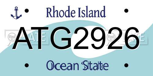 ATG2926 Rhode Island License Plate