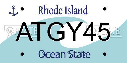 ATGY45 Rhode Island License Plate