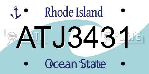 ATJ3431 Rhode Island License Plate