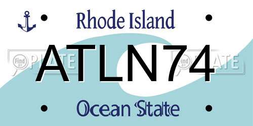 ATLN74 Rhode Island License Plate