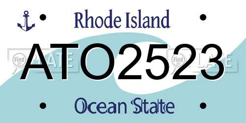 ATO2523 Rhode Island License Plate