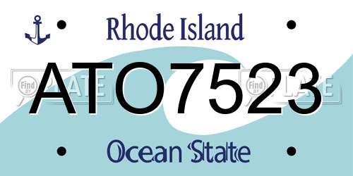 ATO7523 Rhode Island License Plate