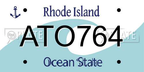 ATO764 Rhode Island License Plate