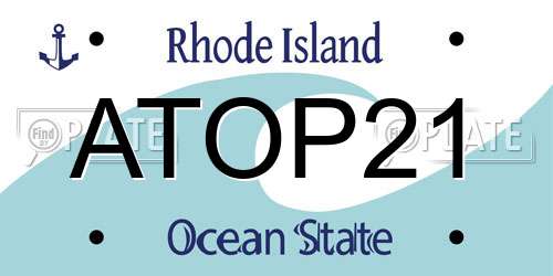 ATOP21 Rhode Island License Plate