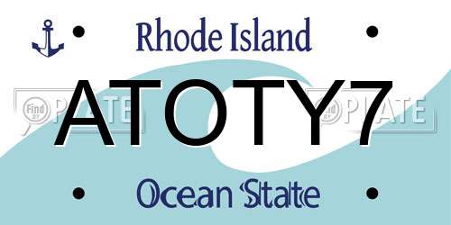 ATOTY7 Rhode Island License Plate