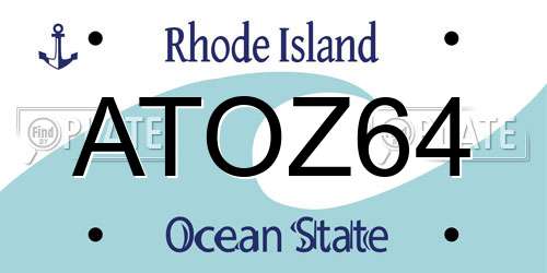 ATOZ64 Rhode Island License Plate