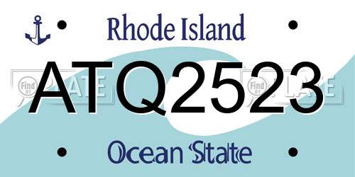 ATQ2523 Rhode Island License Plate