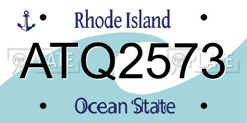 ATQ2573 Rhode Island License Plate