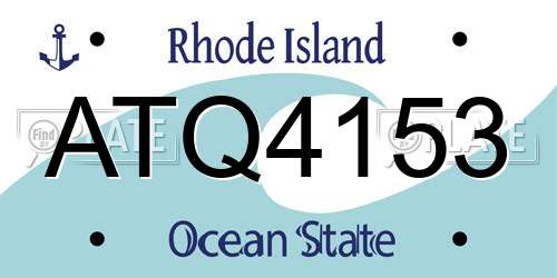 ATQ4153 Rhode Island License Plate